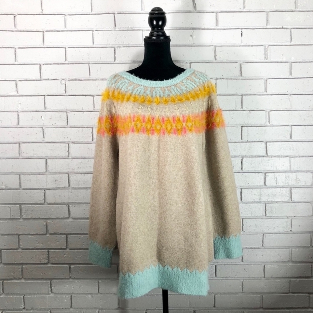 Anthropologie "Sleeping on Snow" fair isle sweater